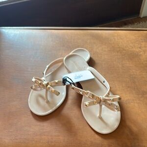 BAMBOO Cream Sandals with Gold Studs